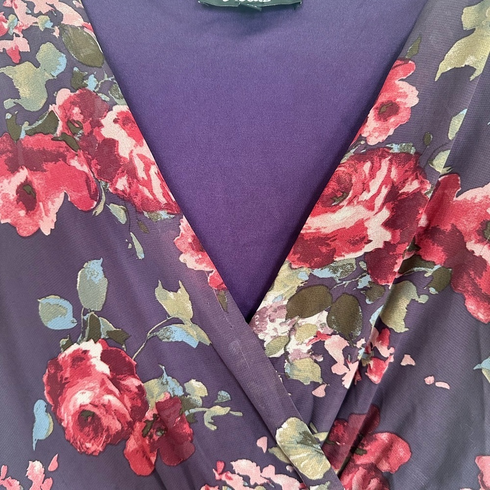 Lulus Purple & Red Floral Maxi Dress with Ruffles & Slit, Romantic & Flowing s M - Picture 2 of 6